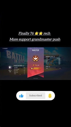 finally 76 ⭐⭐ rech 😱CS rank support guys for grandmaster push #freefire #shortvideo #viralvideo #