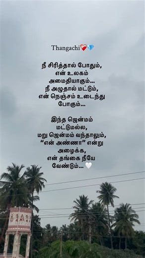 @nijam_pesum_kavithai on Instagram: "En Thangaii🥺❤️‍🩹… Tag ur sister💎 #thangameyyyy🥹🫂🖇️🧸🪄 #thangachi_thangam #annanthangachi #annathangachi🤘anna❤️thangachi #annathangachi_forever❣️"