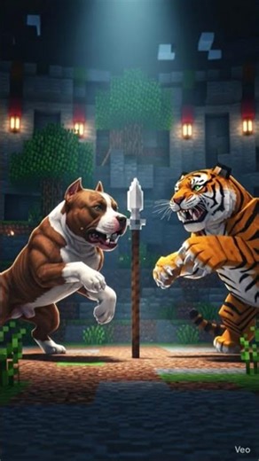 Minecraft Pitbull versus tiger #ytcreate #shorts #minecraft