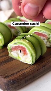 This cucumber sushi is mouth watering 🤤 🍣 #sushi #cucumber #sushiroll #sushilovers #sushitime | Samantha Rose Holdren