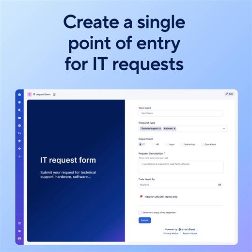 Manage your entire IT project portfolio in one place! 📈 Streamline workflows, boost efficiency, and drive results with a flexible and agile platform designed for business operations teams. Watch the video to learn how you can scale with ease. | Smartsheet