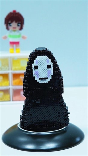 Mysterious soul behind the mask — No Face Man ⚫✨ #nofaceman #spiritedaway #artkalbeads #pixelart