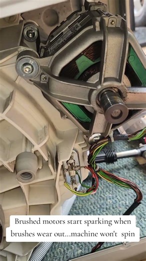 Laundry tips:Brushed motors start sparking when brushes wear out...machine won't spin #fyp