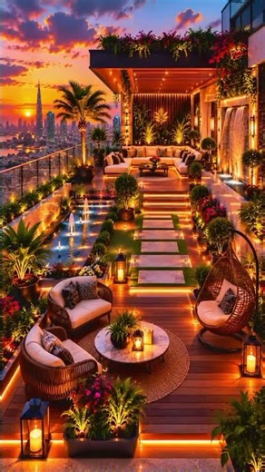 Luxury Modern Villa Terrace Exterior at Sunset 2026 | Dream Mansion Design #shorts