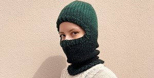Hand-knitted Wool Balaclava: Sacramento Green Degrade Face Cover - Etsy