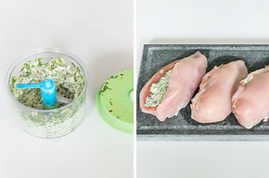 Gefüllte Hähnchenbrüste - so einfach geht's mit Quick Cut & AMC Topf. Das detaillierte Rezept findest Du hier: http://www.amc.info/de-de/rezeptwelt/rezeptuebersicht/rindfleischsalat-4948/ | AMC