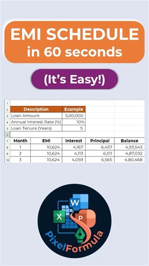 Bank-Style EMI Schedule in Excel #spreadsheetmagic #excel