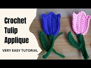 🌷An easy crochet tulip applique tutorial for beginners | Crochet tulip applique