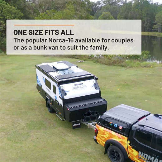 📏 16 feet but countless possibilities. The Norca-16 is our most popular model, blending comfort and convenience with a size and weight that suits most travellers. Choose the Couples model with a split ensuite or the Family van with bunk beds for the kids. 📍 See them at our Caboolture or Mackay Showrooms: 37a Lear Jet Dr, Caboolture 20 Ram Chandra Pl, Ooralea 🌍 Visit our website for the full list of features: nomadiccampers.com.au 📞 For more info call 1300 696 672 | Nomadic Off-Road Hybrid Ca