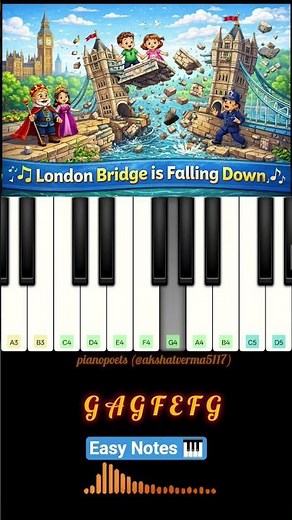 London Bridge Is Falling Down 🌉 Easy Piano Notes in 1 Minute 🎹 | Beginner Piano Tutorial #shorts
