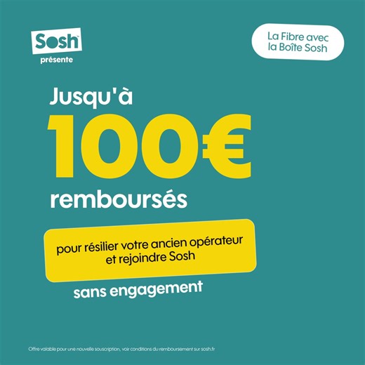 La Fibre avec Sosh, c'est du sérieux 🚀 ✨ Pas de magie, juste des économies ! 💰 Jusqu'à 100€ remboursés sur vos frais de résiliation. Oui, c'est vrai ! | Sosh