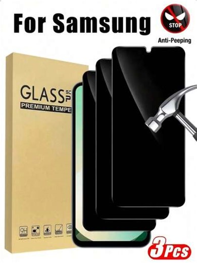 Yezodawee 3pcs Privacy Tempered Glass Screen Protector, Suitable For Galaxy Series Smartphones, Fit For Models A55 5G, A54, A52, A15, A14, A16, A13, A36, A26 Etc., Privacy Screen Protector, Phone Accessories, Compatible With Phone Cases. Shockproof Gift New Arrival | SHEIN
