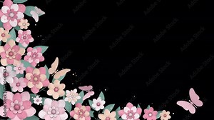 Floral overlay with flowers and butterflies