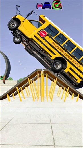 BUS vs NAIL RAMP 😱 Spike Trap Test! Beamng Drive #shorts