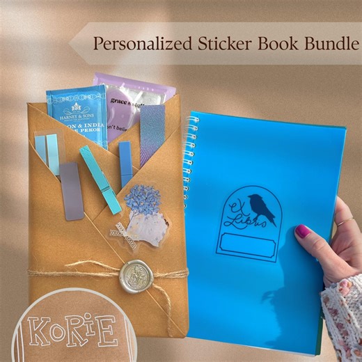 Wrapped Reusable Sticker Book 8.3" X 5.8" Colored Theme Gift Set for Album Sticker Collection Personalizable Ex Libris Vinyl Decal With Name - Etsy
