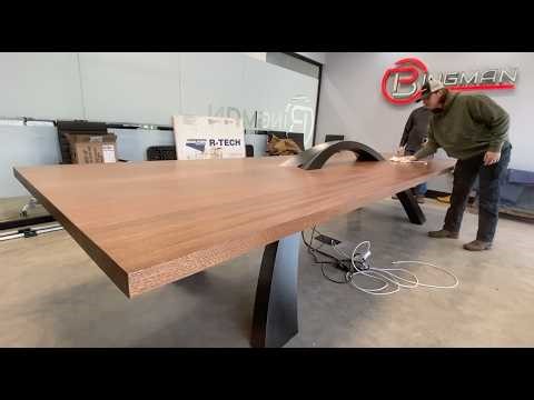 Building a Big Sapele Conference Room Table with Arched Metal Legs - Woodworking and Welding