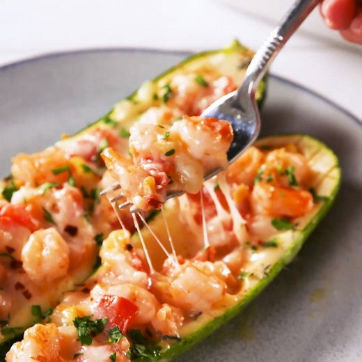 8.4M views · 39K reactions | Garlicky Shrimp Zucchini Boats are...