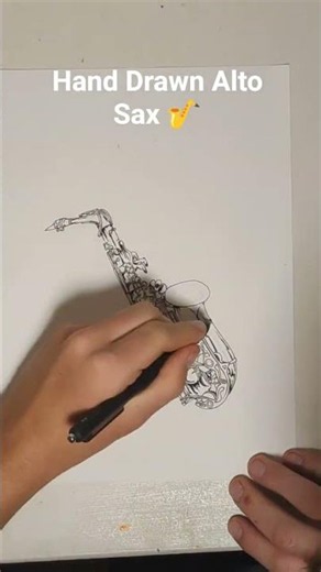 Hand Drawn Alto Saxophone 🎷🔥 #art #drawing #music #saxophone