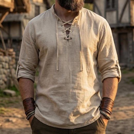 Men's Cotton Linen Viking Tunic, Renaissance Medieval Shirt, LARP Cosplay Costume - Etsy Australia