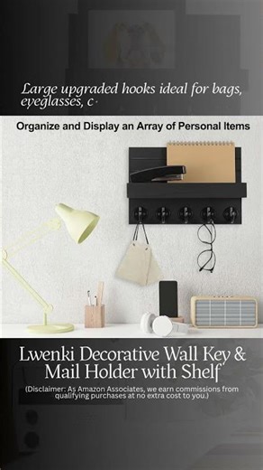 Lwenki Decorative Wall Key & Mail Holder with Shelf #amazonhomefinds2025