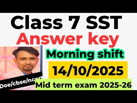 Class 7 social science mid term answer key 2025-26 / morning shift/ sst paper solution class7 /doe