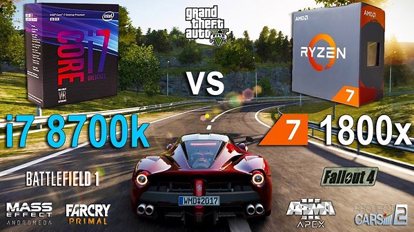 i7-8700K vs Ryzen 7 1800X test in 7 games