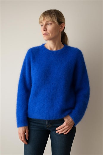 Angora Jumper, Women's Fluffy Blue Sweater - Etsy Australia
