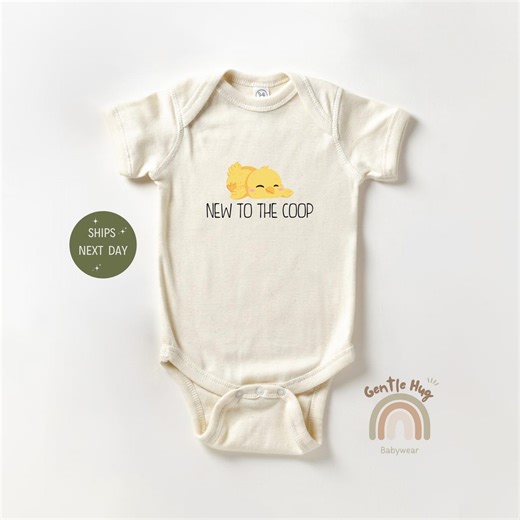 New to the Coop Farm Baby Bodysuit, Farm Animal Baby Bodysuit, Funny Baby Bodysuit, Cute Chick Bodysuit, Baby Shower, Little Farmer Bodysuit - Etsy