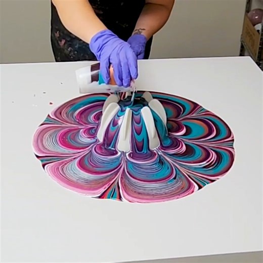 200K views · 1K reactions | I love my new JUMBO bottle bottom! I could have executed this acrylic pour a little better, but I'm pretty happy with how it came out. On the note of big canvases...who would be interested in a big canvas art auction? | Mixed Media Girl | Facebook