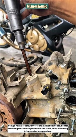 quick solution to remove the tensioner cover bolt #solution #tipsotomotif #mechanic #ideas