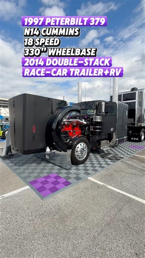 1997 Peterbilt 379 & 2014 Double-stack Race Car Trailer #semi #secondhelpin #truckshow