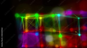 Close-up of abstract plexus of rainbow rays from numerous points, computer generated modern background, 3d rendering