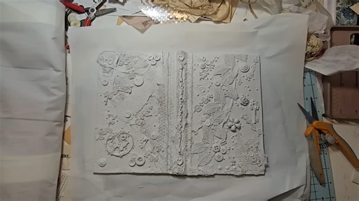 Inside & Outside Junk Journal Cover Ideas! Beginner Friendly! WOW Factor! The Paper Outpost :) Create stunning junk journal covers with rich texture! In this tutorial, I’ll show you how to transform scraps of fabric, bits of metal, beads, and keys into a gorgeous textured cover — all finished with a unifying coat of white spray paint. Perfect for beginners and seasoned crafters who love mixed media and junk journaling! Why You’ll Love This Project: Beginner-friendly mixed media technique Great w