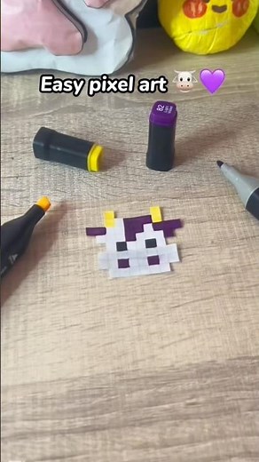 Easy pixel art idea 🐮💜 #art #pixelartist #pixelartideas #pixelart #shorts