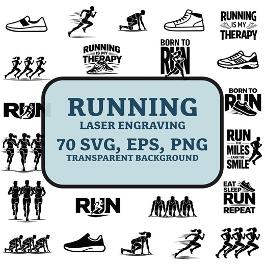 Running SVG Bundle, Runner Silhouette Clipart, Running Quotes, Laser Engraving Files, Runners Men and Women PNG EPS, Marathon Runner Clipart - Etsy