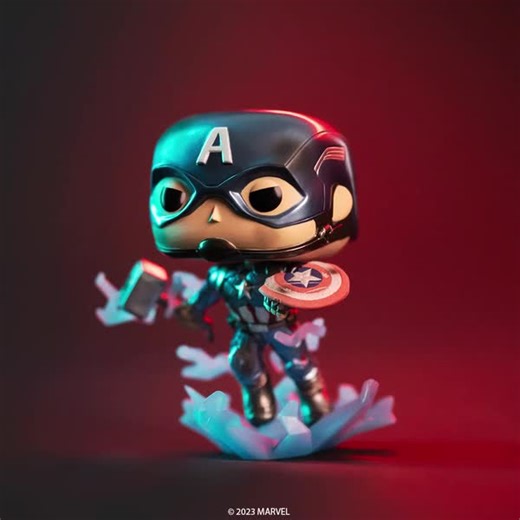 3.5K views · 283 reactions | Shatter the dark with Volcano X exclusive Pop! Captain America. Glow-in-the-dark, metallic Pop! Captain America electrifies, wielding his broken shield & Mjölnir. Capture this gripping moment from Marvel Studios’ Avengers: Endgame https://amzn.to/3Owsi4D #Funko #Marvel | Funko | Facebook