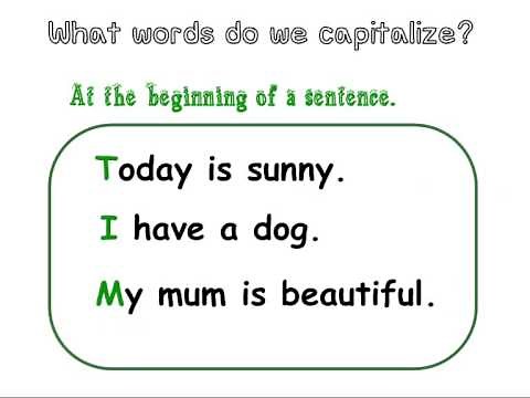 Capitalization for first and second grade students.