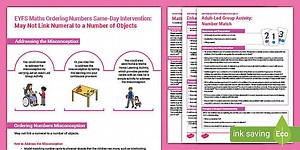 EYFS Maths Number Recognition Same-Day Intervention Plan: May Not Link Numerals to a Number of Objects