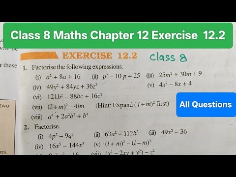 Class 8 Maths Chapter 12 exercise 12.2। Class 8th maths exercise 12.2।