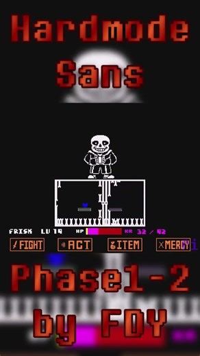 UnderTale Hard Mode Sans Fight Phase1-2 by FDY IN ONE RUN #undertaleau #undertalefangame