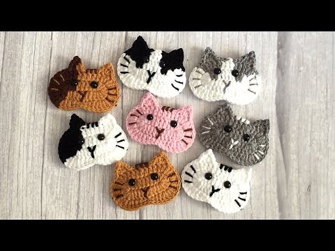 Cat head hair clips Handmade animal hair clips cute hair pins crochet tutorial