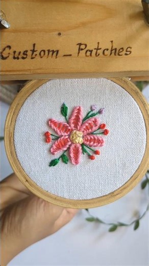 Hoop art embroidery tutorial✨ simple flower embroidery 🪡#handbroidery #shorts#freeembroiderypattern
