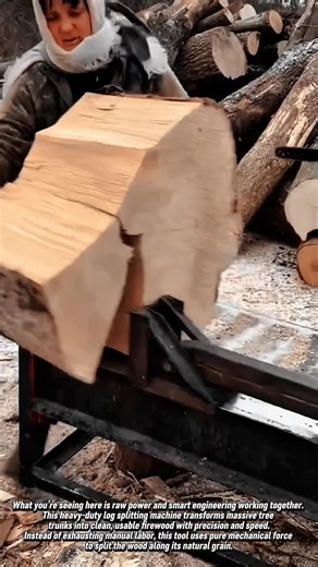 This Machine Turns Large Logs Into Perfect Firewood
