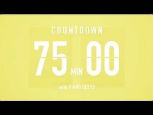 75 Minute Countdown Timer ⏳ Flip Clock with Piano Beeps 🎹🟡