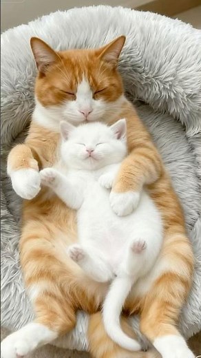 Mama Cat Gently Puts Her Baby Kitten to Sleep with the Sweetest Cuddles (ASMR) 😴