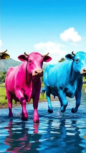 what a colorful cows Dancing!! 2026 comedy Funny Video Blue Pink Cows #cow #animaldance