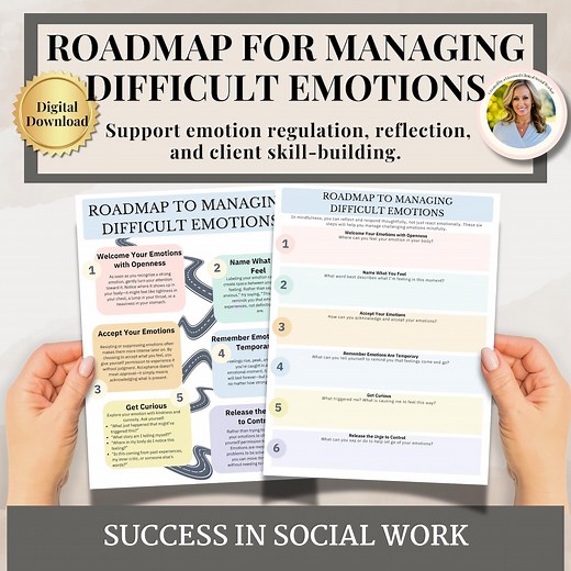Roadmap for Managing Difficult Emotions Feelings Wheel Worksheet PDF for Adults & Teens Therapist Tool Handout Digital Counseling Resource - Etsy