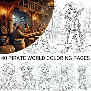 Seafaring Sketches: 40 Pirate Coloring Pages for Kids and Adults