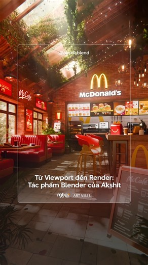 3.9K views · 44 reactions | Từ Viewport đến Render - Artist Akshit tạo ra các không gian 3D đầy hoài niệm với Blender ✨  Video: @akshit.blend �#RGB #art #artist #Blender #3D | RGB | Facebook