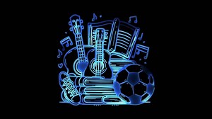 Download Glowing looping icon music, song, musical instrument effect, black background. for free